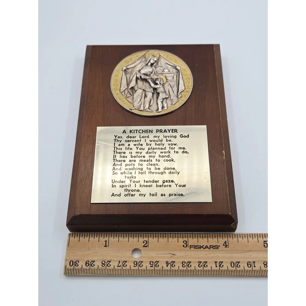 Vintage Madonna of the Kitchen Wood Plaque A Kitchen Prayer Wall Decor 6x4